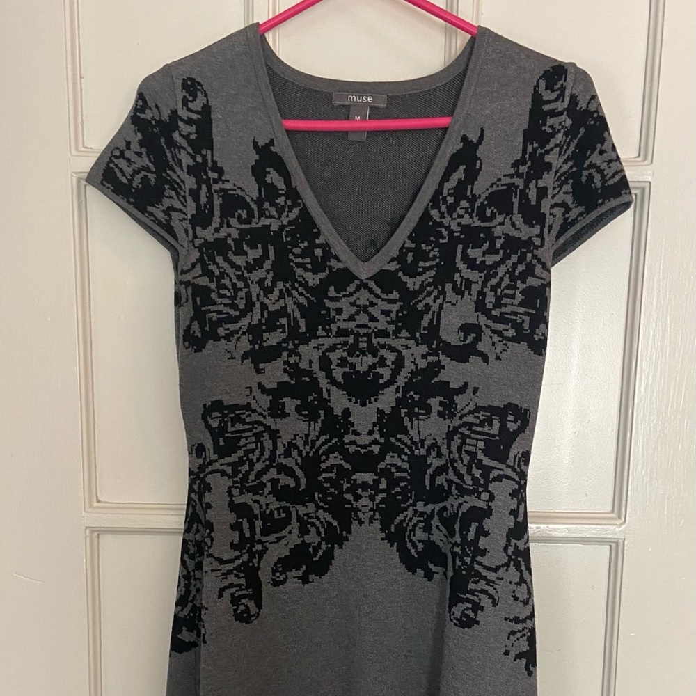 Black and grey sweater dress